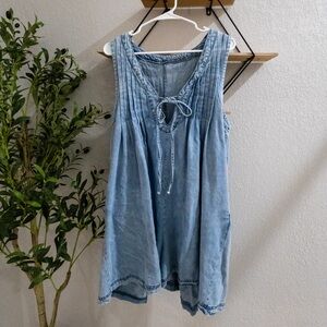 Women's Denim Overalls Shorts Romper Loose Sleeveless Shortalls